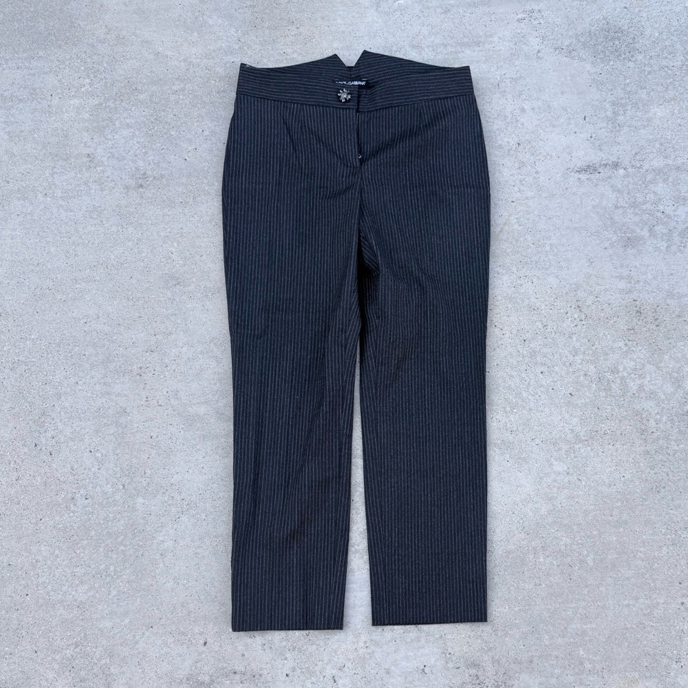 Dolce & Gabbana Charcoal Pinstripe Trousers | size 38